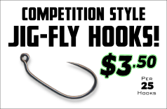 Competition Style Jig-Fly Hooks $3.50 per 25 hooks